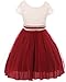 Cap Sleeve Lace Top Tulle Shiny Stone Belt Easter Graduation Flower Girl Dress