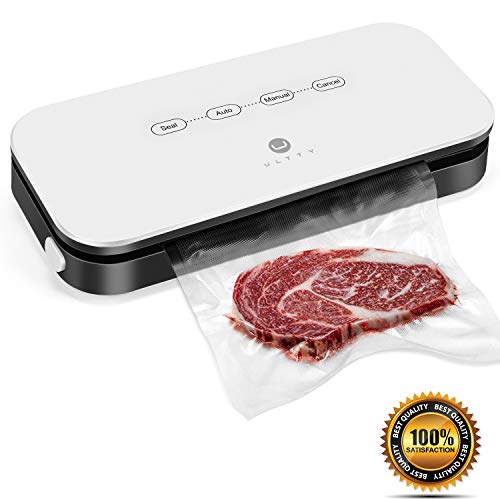 ULTTY Vacuum Sealer Machine with Starter Kits Automatic Food Sealer for Sous Vide Dry Moist Available SKJ-CR009B White