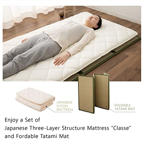 EMOOR Japanese Futon Mattress CLASSE and Foldable Tatami Mat (Igusa