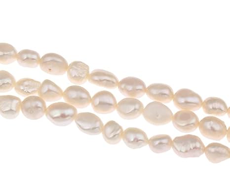 SÜSSWASSERPERLEN ZUCHTPERLEN OVAL 8mm 1A Qualität KREM WEISS Barock Perlen D513