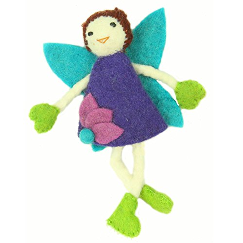 Global Crafts Purple Tooth Fairy with a Pouch and Brown Hair - Handmade in Nepal â€¦