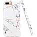 JAHOLAN Shiny Rose Gold Geometric Marble Design Clear Bumper TPU Soft Rubber Silicone Phone Case Compatible with iPhone 7 Plus/8 Plus/6 Plus/6S Plus - White