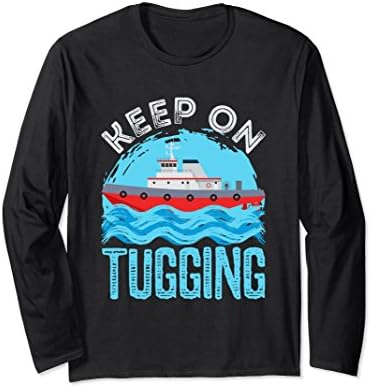 Unisex Tugboat Long Sleeve Shirt Distressed Tug Boat Gifts 2XL Black