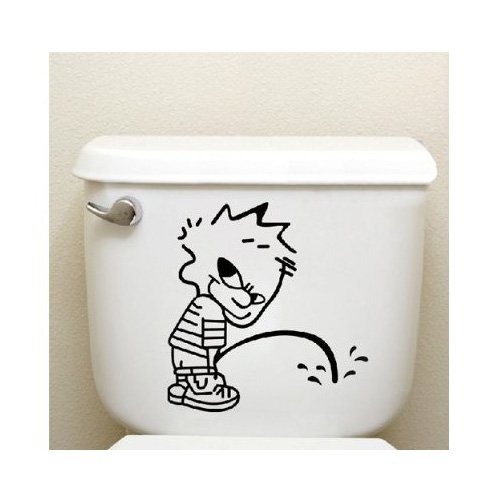 LE Bathroom Toilet Wall Art Decoration Pissing Boy Decal Sticker