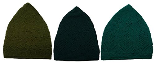 3x islam muslim knit cap kufi topi prayer hat crochet taqiyah tak…