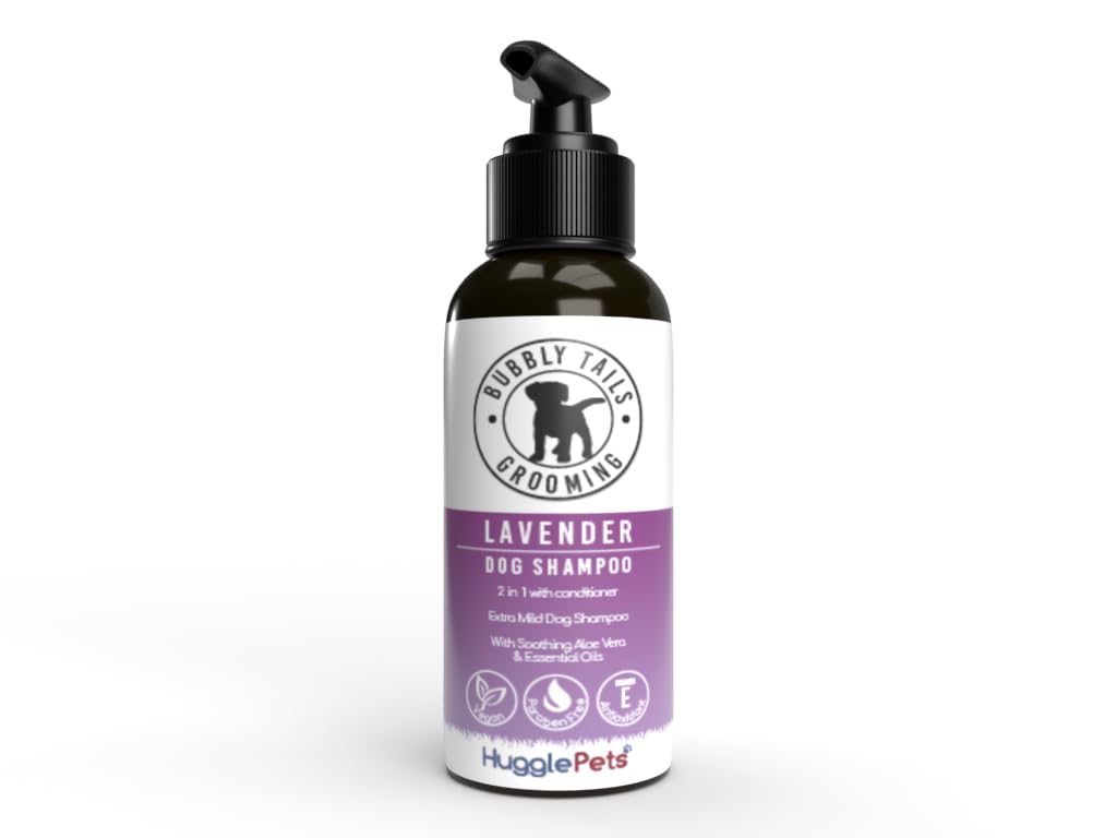 HugglePets Bubbly Tails Lavender 2 in 1 Hypoallergenic Relaxing Dog Shampoo and Conditioner 500ml. Fragrant Grooming Clean Fresh-Smelling Pups. Paraben Free and Vegan Friendly Cruelty Free Dog Shampoo — image 1