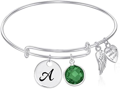 inBLISS Initial Expandable Wire Bangle Bracelet with May Charm Gift Boxed