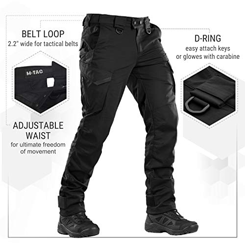 Aggressor Flex - Tactical Pants - Men Black Cotton with Cargo Pockets (Black, W36 / L32) - //coolthings.us