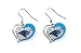 aminco Carolina Panthers NFL Sports Team Logo Swirl Heart Shape French Hook Style Charm Dangle Earring Set Multi