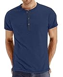 LONGYUAN Men's Cotton Casual Slim Fit Henley T-Shirts