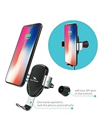 Tech Armor Cargador de coche inalámbrico, rejilla de ventilación para coche, carga rápida compatible con iPhone X XS XS Max   8 8 Plus Samsung Galaxy S9 S8 Note 8 9 y más (negro)