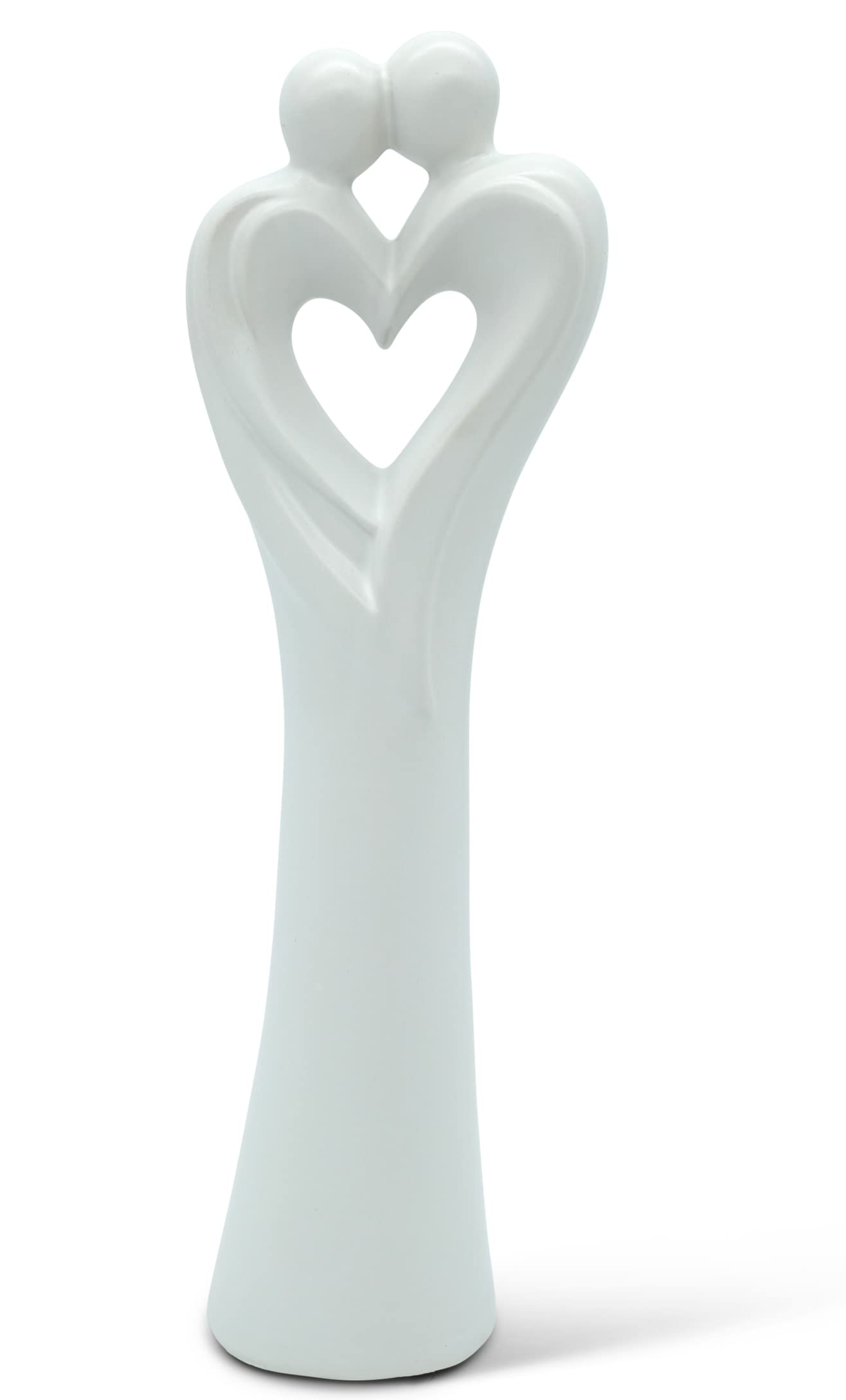 FeinKnick Stylish sculpture Heart Couple - amorous lovers in heart shape in white ceramics for decoration - modern decorative figure as a symbol of love - pair statue as gift