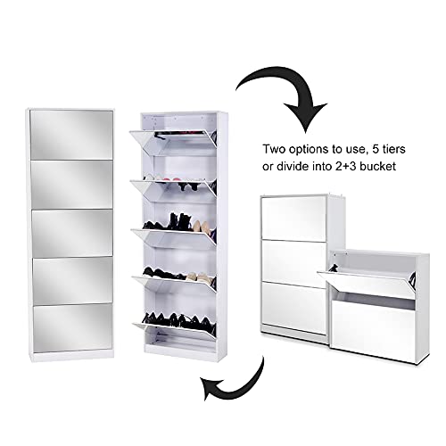 GLS Floor Standing Full Length Mirror Shoe Tier Closet Shoe