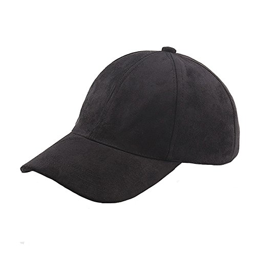 VANCOL Soft Faux Leather Suede Hat Baseball Cap (Black)