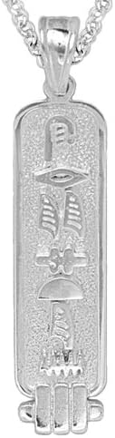 SNS351 Personalized Sterling Silver 1.75 Inch Egyptian Cartouche Pendant with Sterling Silver Rolo Chain