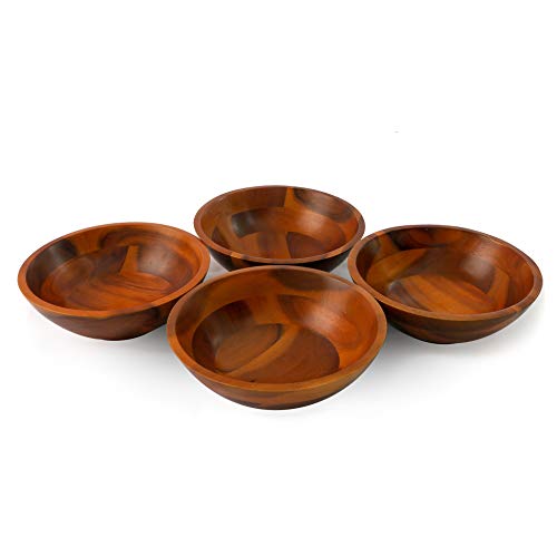 image for Home and Kitchen Space Wooden Bowl for Individual Meal - Pack of 4 Sev