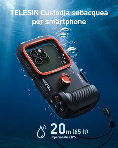 TELESIN Diving Waterproof Underwater Phone Case, Underwater Photography Universal Waterproof Case & Grip for iPhone/Android/Samsung Galaxy and More Mobile Phones (Black)