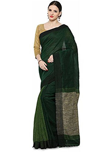 Womens Linen Saree (Green)