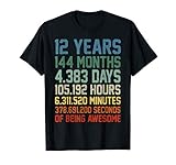 Vintage 12th Birthday Shirt Gift 12 Years Old Being Awesome