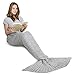 AmyHomie Mermaid Tail Blanket, Crochet Mermaid Blanket for Adults Soft All Seasons Sleeping Blankets Gift for Women(Gray,Adults)