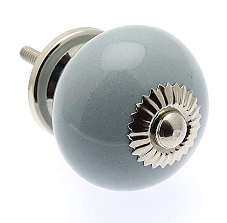Round Light Grey Ceramic Cupboard Knob With Chrome Base 40mm X