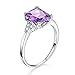 BONLAVIE Women's 5.25Ct 8X10mm Created Purple Amethyst 925 Sterling Silver Promise Engagement Wedding Ring