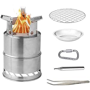 BOBOH Camping Stove, Outdoor Draagbare Camping Fornuis Vouwen Backpacking Fornuis Roestvrij Staal Lichtgewicht Hout…