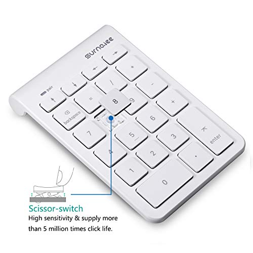 image for SurnQiee Bluetooth Numeric Keypad for Mac, Ultra-Thin 22-Key with Arro