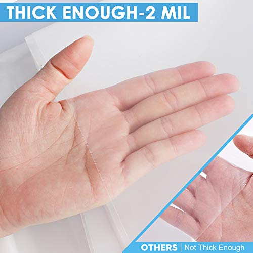E-Gtong 2-Pack 2 Mil Heavy Duty Plastic Drop Cloth, 9-Feet by 12-Feet Clear Plastic Tarp Plastic Painting Tarp Plastic Sheeting, Waterproof Patio Furniture Covers
