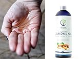 16oz - American Made Sweet Almond Oil for Skin, for Face, for Hair Growth, for Eyebrows, Shampoo and Skin - Cold Pressed and Hexane Free, All Natural, Kosher, Gluten Free