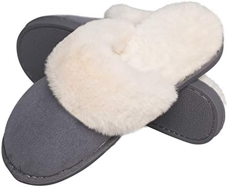 Womens Slippers, Memory Foam Fluffy Warm Non-Slip Comfortable Slip-on House Shoes, Plush Indoor & Outdoor Winter