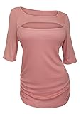 eVogues Plus Size Crew Neck Keyhole Top