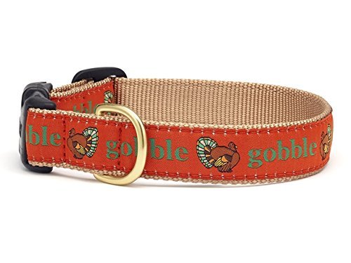 Up Country Gobble Gobble Thanksgiving Holiday Dog Collar Available in (4) Sizes (1″ Wide Large (15″-21))