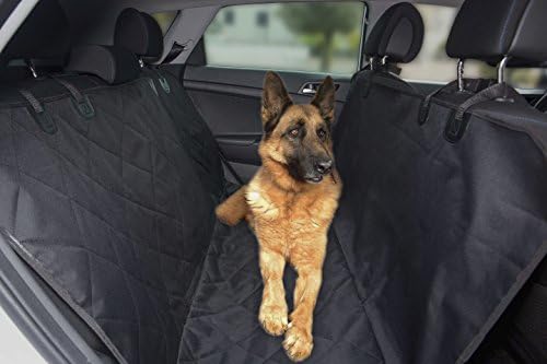 Pet Seat Cover for Cars, SUVs, and Trucks: Black Blanket, Waterproof, Non-Slip, Anti-Scratch Hammock or Bench Seat Pad/Mat plus 2 Pet Safety Belts