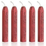Pack of 5 Classic Cord Wick Vintage Sealing Wax Stamp Stick Initial Letter Wedding (Wine Red)