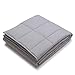 YnM Oeko-Tex Certified Premium 60 x 80 Inch 20 Pound Cotton Calming Heavy Weighted Blanket with Glass Beads for Queen and King Beds, Light Grey