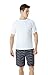 TM-MSS01-WHT_Large Tesla Men's UPF 50+Swim Shirt Loose-Fit Swim Tee Rashguard Top MSS01