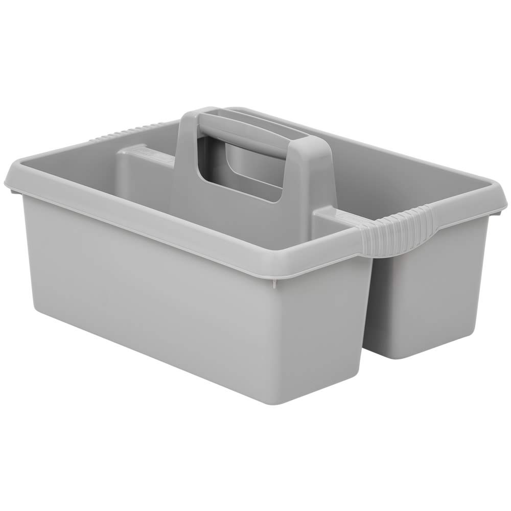 Large Plastic Kitchen Cleaning Carry Tray Caddy Tidy Tote Organiser with Handle - Grey