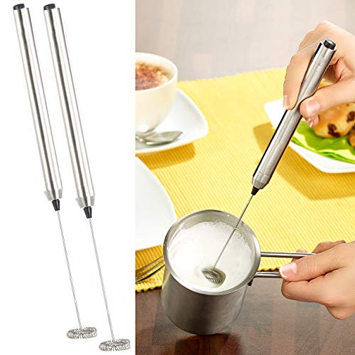 Rosenstein & Söhne Milchaufschaeumer: 2 Milchaufschäumer-Sticks mit Edelstahl-Gehäuse, Spiralquirl, à 24 mm (Elektrische Milchaufschäumer, Hand, Camping) – Bild 3