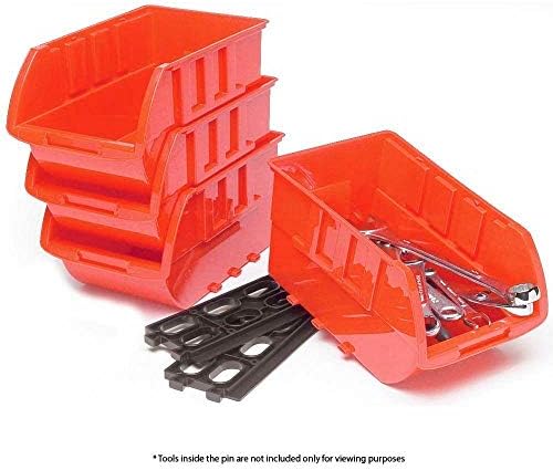 4 Large Stackable Plastic Storage Bins Container Organizer Parts Tray Wall Mount