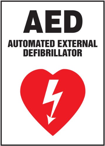 Accuform MFSD404XT Dura-Plastic Sign, Legend "AED AUTOMATED External DEFIBRILLATOR", 20" Length x 14" Width x 0.060" Thickness, Red/Black on White