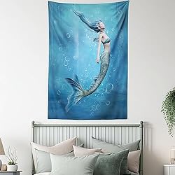 Ambesonne Underwater Tapestry, Mermaid Fishtail