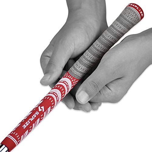 Jaya Golf Grips with Tape, Golf Club Grips, Corded Rubber, Standard Size, Red, Set of 13 Grips