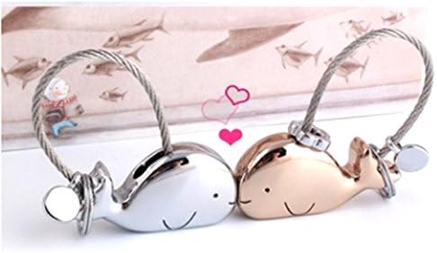 Sweet Kissing One Pair Whale Couple Keychain，Gift Box Package, Valentine's Day Gift