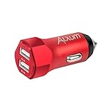 Alxum Portable Aluminum Alloy Dual Port Car Charger (Red) with 4.8A Output for Iphone 8/iPad/Samsung S8/S8+ and More