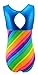 MadSportsStuff Girls Gymnastics Leotard - Tank with Keyhole (Rainbow Sparkle, Youth 8-10)