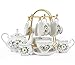 CHENP.HMC Porcelain Tea Set Tea Cup Set 22-Piece Porcelain Ceramic Coffee Tea Gift Sets Cups Saucer Service for 6 Teapot Sugar Bowl Creamer Pitcher and Teaspoons tea pot sets(Camellia)
