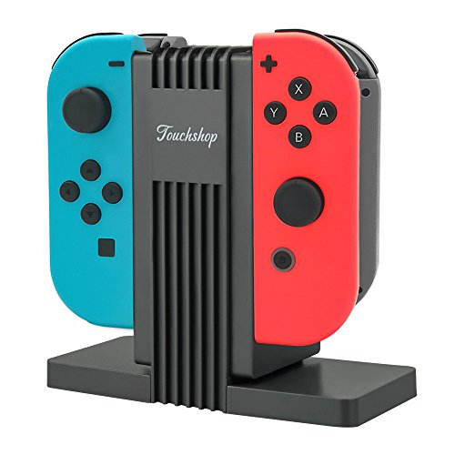 Touchshop 4 in 1 Switch Charging Dock, Nintendo Switch Joy-Con Charger Charging Station Stand Holder with LED Indicater Light 3.3ft USB Type-C Charging Cable (Black) Touchshop 4 in 1 Switch Charging Dock, Nintendo Switch Joy-Con Charger Charging Station Stand Holder with LED Indicater Light 3.3ft USB Type-C Charging Cable (Black)