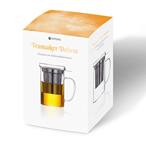 Teeglas mit Sieb Teebereiter mit Tee-Filter, Tee-Sieb und Deckel - Tee-Zubereiter Tea-Maker & Tee-Tasse in Einem; ca. 450 ml (Teamaker - mit Knopf) – Bild 6