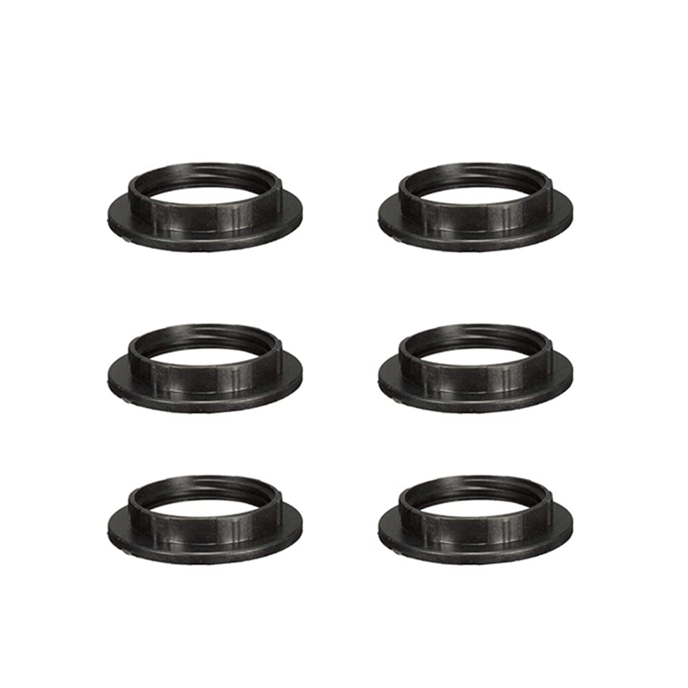 E14 Lamp Shade Collar Ring,6pcs E14 Plastic Screw Bulbs Lamp Holder Twist Lock Socket Replacement Ring (28mm Inner, Black)